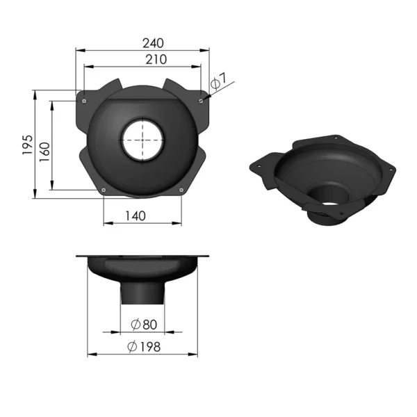 Aansluitkraag externe luchttoevoer  TT20, TT21, TT23, TT44