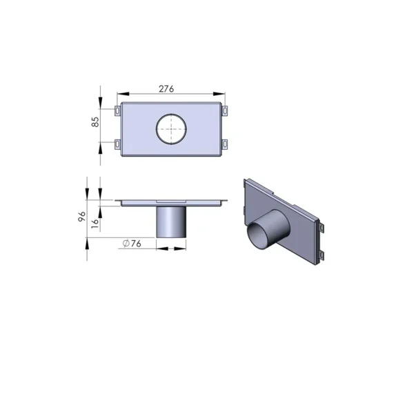 Aansluitkraag externe luchttoevoer TT60, TT60W Ø80mm
